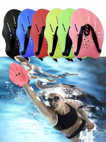 1 Pair Unisex Swim Training Hand Paddles, Adjustable Silicone Straps Swimming Training Hand Flippers, Snorkeling Diving Gloves, Fins, Sports Silicone Palm Accelerated Water Paddle Equipment, Beach Essentials, Beach Accessories, Pool Float