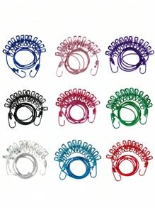 Portable Elastic Retractable Clothesline With 12 Clips - Elastic PVC Coated, Length 70.87 Inch, Suitable For Outdoor Travel And Home Use, Suitable For Backyard, Resort Hotel, Balcony Clothes Drying, Travel Clothesline For Socks And Small Items | Durable Clips, Clothesline Wear Resistant