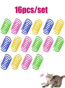 Pet Toys - 2.5cm Colorful Plastic Spring Cat Toys, Interactive Pet Slouchy Cat Toys, Small Cat Jump Toys, Indoor Spring Toys, Multi-Color