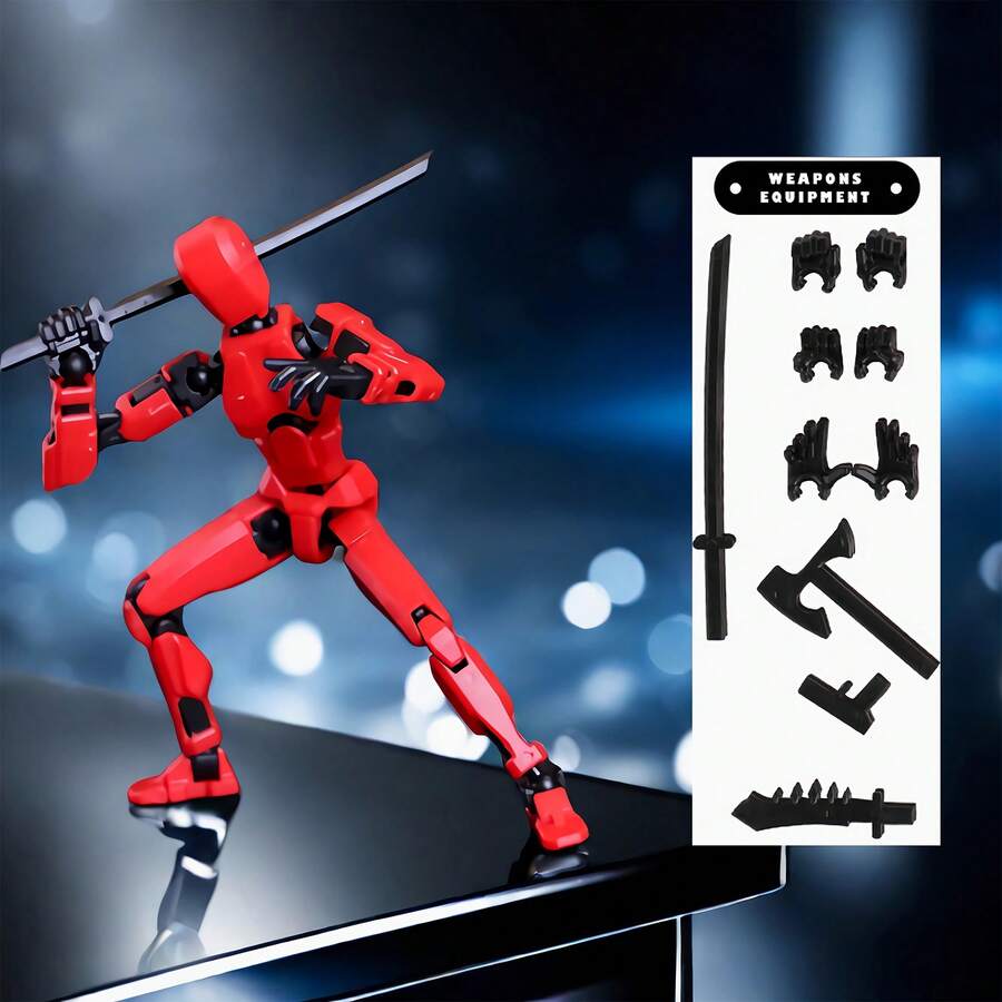 Set 6 Action Figure T13 Titan Scheletro Snodabile Colori Assortiti, 13,5 Cm, Con Armi, Decorazione Da Scrivania - 6