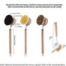 2 Peças Escova de Panela com Cabo Longo e Cerdas Substituíveis de Crina de Cavalo, Escova de Panela de Cerdas Macias de Sisal Natural, Escova de Limpeza de Fibra de Coco, Ótimo Presente para a Casa, Cozinha, Natal, Halloween