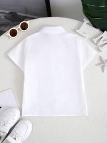 2pcs/Set Baby Boys Gentleman Outfit Bow Tie Shirt & Suspender Shorts, For Party, Birthday, Mother's Day