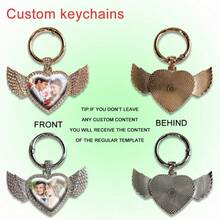 Personalized Luxury Style Shiny Wing + Heart Shaped Zinc Alloy Keychain, Luxury Style, Convenient To Carry, Festival Gift, Commemorative Gift, Customized Photo - Multicolor - View 5