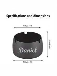 1pc Customized Text Stainless Steel Ashtray, High Hardness, Smooth Surface, Anti-Wear, Ductile & Damage-Resistant, Easy To Clean Stainless Steel Material, Fashionable & Minimalist Design Ashtray, Suitable For Him, Her, Boyfriend, Dad, Family, Friends, Graduation, Wedding, Living Room, Bedroom, Tea Room, Home, Dining Room, Office, Conference Room, Bar