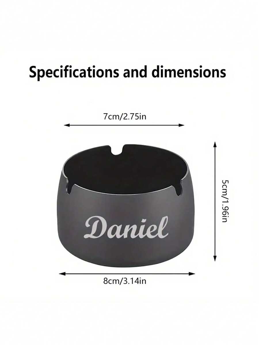 1pc Customized Text Stainless Steel Ashtray, High Hardness, Smooth Surface, Anti-Wear, Ductile & Damage-Resistant, Easy To Clean Stainless Steel Material, Fashionable & Minimalist Design Ashtray, Suitable For Him, Her, Boyfriend, Dad, Family, Friends, Graduation, Wedding, Living Room, Bedroom, Tea Room, Home, Dining Room, Office, Conference Room, Bar