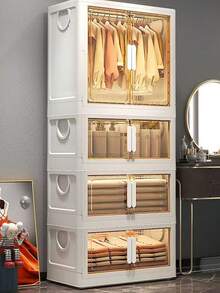 Folding Wardrobe For Home/Bedroom, Free Installation Easy Clothes Cabinet, Children's Closet Organizer Storage Cabinet - Multicolor - View 2