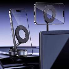 EIGIIS 1个真空吸盘磁吸式车载手机支架，金属升级磁吸手机支架，360°可调节磁吸手机支架，安装简便，适用于仪表盘屏幕，兼容所有手机，包括和安卓手机，生日礼物，送给家人、朋友的夏季礼物，生日驾车配件，车载手机支架，承重力强。 - 彩色 - 查看 6