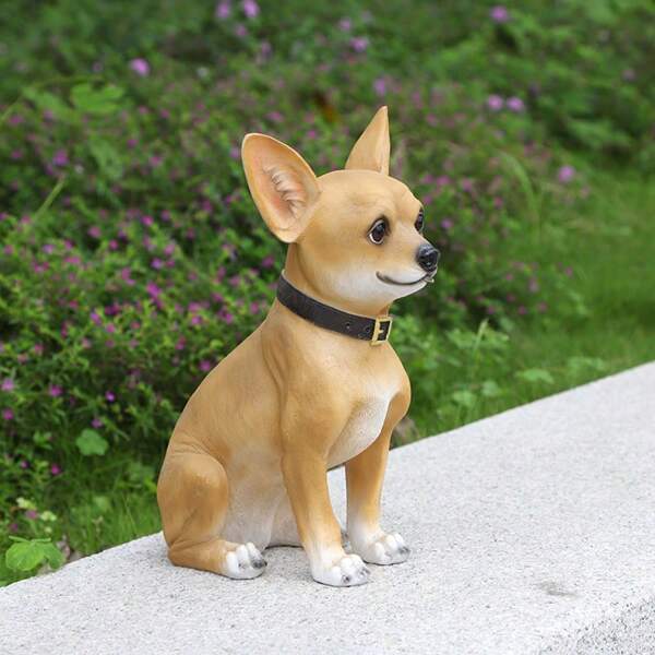 Handcrafted Resin Chihuahua Garden Figurine - Cute Lawn Ornament, Perfect Gift For Youngsters