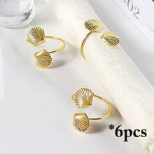 4-6 Pcs/Set Mini Shell Napkin Rings, Simple Napkin Holders For Cloth Napkins, Suitable For Wedding, Reception, Dinner Party, Birthday, Home Gathering, Party Decor
