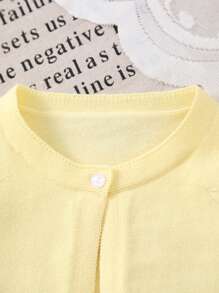 Cardigan tricotat cu model de broderie de frunze elegante pentru fete