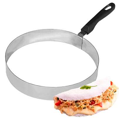 Aro Modelador de Ovos Tapioca Omeletes em Aço Inox Redondo com Cabo Plástico Várias Medidas