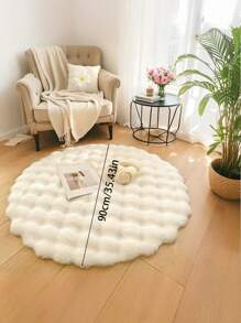 1 pieza Alfombra de terciopelo burbuja de color crema-blanco, estilo minimalista y wabi-sabi, adecuada para sofá, dormitorio, sala de estar, tocador, silla, nuevo lanzamiento de primavera