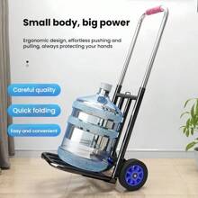 1 Set Foldable Hand Pull Cart, Household Moving Cart Trolley, Portable Shopping Cart With Wheels'