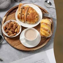 Tavă rotundă din lemn de trandafir, platou cu fructe, tavă decorativă, tacâmuri pentru servire, farfurie cu mâncare, platou cu brânzeturi, tavă rotundă pentru petreceri, ideală pentru întâlniri acasă