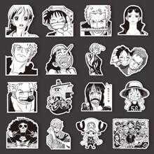 ONE PIECE 65PCS Cartoon Anime One Piece Zoro Black And White Stickers Cool Graffiti Decals DIY Phone Suitcase Laptop Fridge Wall Decoration Sticker Toy Room Decor Home Decor