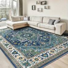 Large Area Rug/1000g/M², Blue Retro Bohemian Pattern, Luxury Area Rug, Premium Machine Washable, Upgraded Version With Thickened And Dense Material, Fade-Resistant, Modern, Backyard Bathroom Elegant And Stylish Creative Dorm Game Room Rug Retro Style Home Decoration Rug - Multiple Sizes Available Bathroom Decor Summer Carpet Bathroom Accessories Back To School