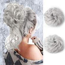 Synthetic Messy Bun Hair Pieces, Curly Wavy Bun Hair Band, Suitable For Women's High Bun Ponytail Hair Pieces