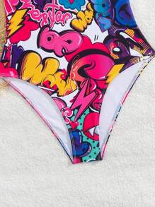 Maiô feminino sexy com costas nuas e letras gráficas, para férias de verão