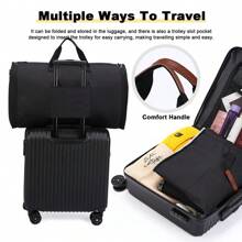 1pc New Simple Style Solid Colour Folding Extra Large Capacity Portable Handbag, Multi-Functional Duffel Bag, Clothes Storage Bag, Suitable For Travelling, Can Also Be Used As Holiday Gifts