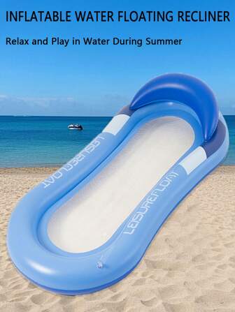 1 stuk opblaasbaar transparant golfvormig drijvend ligbed, opvouwbare handbagage rugleuning met gaas hangmat, waterrecreatie-accessoires voor volwassenen, geschikt voor strand- en zwembadfeestjes