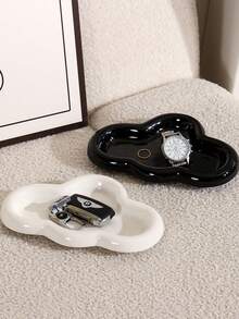 1PC Asymmetrical Cloud-Shaped Ceramic Tray, Nordic Style Jewelry Storage Tray, Decorative Plate For Jewelry Collection, Jewelry Display Tray, Gift For Woman, Home Decor - Multicolor - View 6