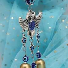 Whimsical Owl Wind Chime With Blue Eye Bells - Metal, Suitable For Outdoor Garden, Porch, Window Sill And Wall Decor - Creative Car Hanging Decoration - Multicolor - View 10