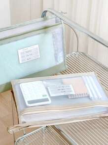 2-Layer Subject Organizer Bag, A4 Size Transparent Mesh Zipper File Folder Bag, Suitable For Elementary, Middle, High School Students, Large Capacity For Textbooks, Notebooks, Assignments, Upgraded Craftsmanship, Zipper Style Randomly Sent, Sewing Thread Color May Vary Slightly But Quality Is The Same, Won't Affect Usage