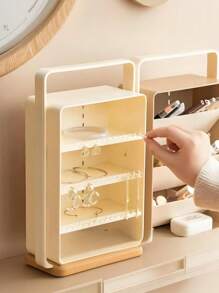 Luxury Cosmetic Organizer, Large Capacity Makeup Brushes Holder, Dresser Storage Rack For Lipsticks, Pencils, Decorative Desk Organizer, Bathroom Accessories, Dustproof & Waterproof For Vanity, Bathroom, Bedroom,For Holiday Beach, Bathroom Collection, Bedroom Collection, Large Capacity