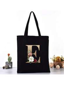 Fashion Casual Shoulder Bags Gold Letter Printing Shopper Canvas Foldable -Friendly Shopping Bag Tote Handbags Large Capacity Travel Grocery BagSchool Bag,Back To School Backpack,Large Capacity,Lightweight,Portable,Laptop Compartment, Suitable For Teen Girls Women College Students, Perfect For Back To School,College,Middle School, High School,Work , Business, Commute
