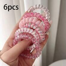 4/6/8个装简约可爱女士发圈，韩版少女风高品质波浪点电话线发圈，清新夏季系带无痕橡皮筋，适合女性，秋季、旅行、美发工具、女士配饰、发饰、秋季、女士、美发工具、发饰、发饰、美容配饰、礼物、旅行、女士礼物、发饰、女士、圣诞礼物、成人圣诞礼物、成人、发饰、女士配饰、圣诞礼物、成人发饰、圣诞礼物、成人礼发饰、女士礼物创意、美容圣诞礼物、女士礼物