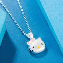 Sanrio 1pc Hello Kitty Crystal Pendant Necklace With Gift Box, Suitable For Women, Elegant Minimalist Design, Alloy With Sequin Decor, Fashionable Jewelry Gift