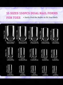 60Pcs Toe Nail Dual Forms For Poly Gel Toenail Extension Pink Reusable Molds For Polygel Buider Hard Gel Acrylic French Tip Toenails For Nail Art Salon Pedicure
