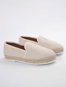 Damen Boho Niedlich Urlaub Runde Spitze Plateau Slip On Espadrilles Bootschuhe Flache Leinen Loafer, Komfortabel, Leicht, Lässig Schuhe