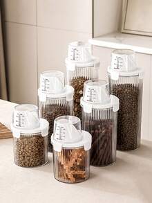 1pc Airtight Pet Food Storage Container, Large Capacity Transparent Cat/Dog Food Dispenser With Locking Lid, Moisture-Proof And Insect-Proof Kitchen Food Storage Box, Durable Transparent Pet Food Container For Dry Food And Treats - Clear - View 8