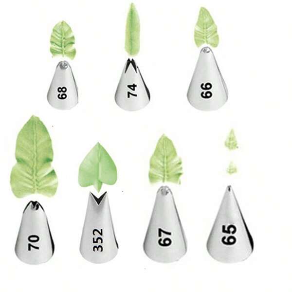 Set di 7 bocchette per decorazione a forma di foglia, in acciaio inossidabile, per decorazione di torte, fiori a forma di giglio, accessori da forno, di piccole dimensioni