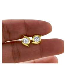 Brincos de pino elegantes femininos em prata esterlina 925, incrustados com 2 moissanitas coloridas de 0,5 ct - ideais para noivado e casamento, adequados para uso diário, festas e encontros. Ótimos presentes para o Dia dos Namorados, Páscoa, Dia das Mães, Dia das Crianças, Ação de Graças e Natal.