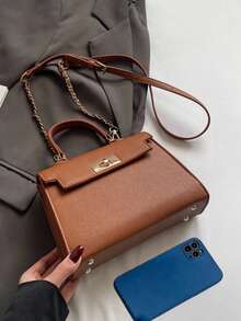 New Women PU Leather Handbag Large Capacity Fashion Elegant Luxury Design Crossbody Bag In Brown Color - Brown - View 8