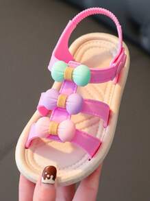 1 Pair Princess Style Summer Girls Sandals (Ages 1-6), Lightweight Soft Sole Breathable, Indoor/Outdoor Beach Casual Slippers With Bow Decor