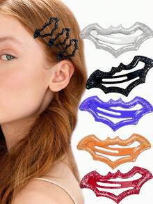 哥特暗黑闪亮蝙蝠翅膀发夹批发 - 合金材质,朋克风格,带亮片,完美适用于万圣节和日常佩戴,是送给女性的理想礼物,日常黑色发饰 | 万圣节主题(黑/红/橙/银/紫)发夹、发爪、发卡、发夹、发卡、学习用品、新年、发饰 - 彩色 - 查看 2