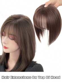 10 英寸合成女士假发片女士假发片 3D 法式刘海自然蓬松轻盈无缝遮盖白发稀疏发饰