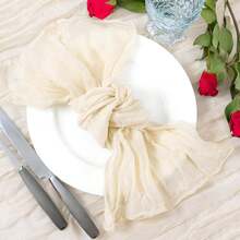 Cheesecloth Table Runner And Napkins Set,Romantic Atmosphere Boho Gauze Cheese Cloth 22*71inch/22*118inch Table Runner With Napkins, Rustic Wrinkled Table Runner And Napkins For Spring Summer Bridal Shower Wedding Shower Garden Room Decor Birthday Party Dinner Table Advanced Banquet Decor And Various Festival Parties Decor-1Pc/1+6pcs/2+12pcs Gifts Beach Back To School School Supplies