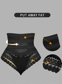 Calcinha modeladora sem costura de cintura alta com renda, pós-parto, respirável, cintura fina, shorts triangulares para mulheres