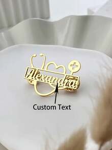 Personalized Name Stethoscope Brooch - Customized Gold Stainless Steel Medical Jewelry With Heart And Cross Design, Perfect Nurse's Day Gift Or Casual Decoration, Stethoscope For Nurses, Colorful, Cute, Adorable, Funny, Kawaii, Y2K, Stylish, Unisex, Casual, Custom, Personalized, Unique, Customized, Ideal Gifts For Him, Ideal Gifts For Her, Her, Boyfriend, School Supplies,New Year Glamour