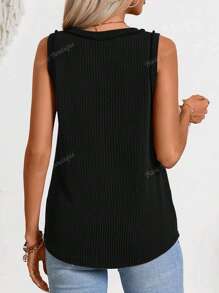 Women's Round Neck Ribbed Vest Top Summer
