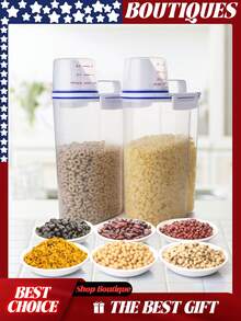 2 piezas Contenedores de almacenamiento para cereales, dispensador de arroz, contenedor de cereales, recipiente para arroz, contenedor de almacenamiento de harina, contenedor de harina, dispensador de recipiente de arroz, contenedor de almacenamiento de granos, contenedores de harina y azúcar, contenedores de almacenamiento de cereales, almacenamiento de arroz, contenedor de almacenamiento de arroz, contenedor de almacenamiento de alimento para perros, dispensador de cereales, contenedores de almacenamiento de alimento para mascotas, contenedor de alimento para perros, contenedor de alimento para mascotas, contenedor de almacenamiento hermético de alimento para perros, contenedor de almacenamiento de semillas para pájaros, contenedor de alimento para gatos, recipiente de alimento para perros, contenedor de almacenamiento de arroz, recipiente de almacenamiento de alimentos de la despensa de cocina de plástico con taza, pequeño contenedor de alimento para perros y gatos con dispensador - transparente - Ver 7