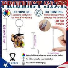 1pc 2D Flat Acrylic Keychain, Cute Graduation Bear Acrylic Keyring, Suitable For Phone, Car Air Vent, Backpack And Wallet Accessories, Perfect Gift For Friends