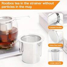 304 Stainless Steel Tea Strainer Reusable Tea Drain Tea Infuser Tea Leaf Spice Tea Filter Kitchen Accessories Tea Infuser Fine Mesh Filters, Handled Tea Strainers Filters, Large Capacity Tea Strainer Back To School - Silver - View 4