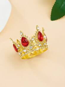 1 pieza Accesorio para el cabello con corona redonda de estilo barroco, corona de adulto para cumpleaños, corona de reina para decoración de fiesta de cumpleaños