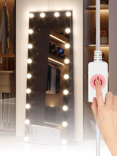 女士LED化妆灯触摸/手扫感应开关专业室内USB 5V衣帽间卧室梳妆台无级调光镜柜美容梳妆灯洗手间浴室可调亮度壁灯节能护眼无频闪夜间家居装饰照明2/6/10/14灯泡自然白（旋转收缩隐藏线）