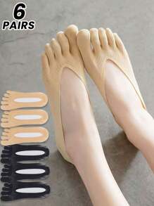 1/2/4/6 pares de calcetines sin dedos para mujer, calcetines invisibles antideslizantes de corte bajo y delgados, para verano y otoño